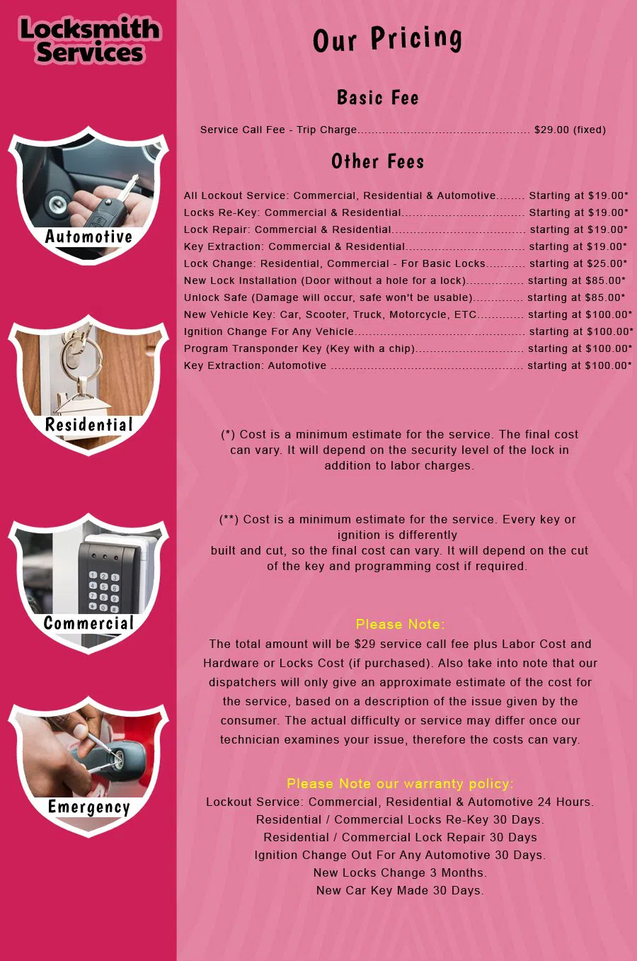 Carteret NJ Locksmith Store Carteret, NJ 732-730-7763 - price-list-c-18
